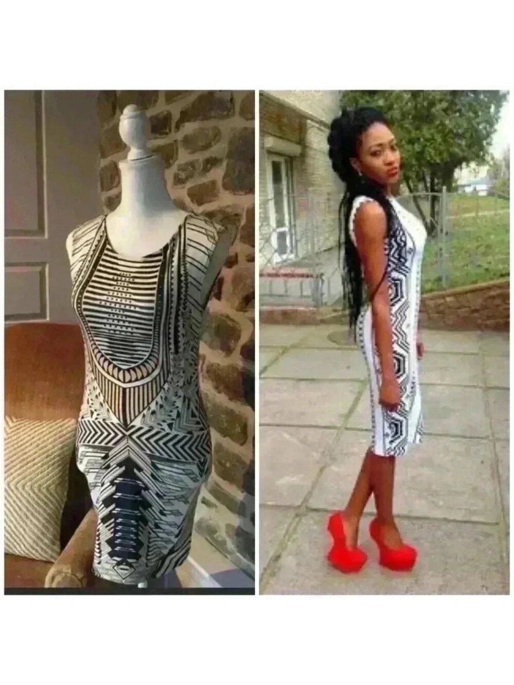 🌟‎ Blue gold stud pattern design dress body on